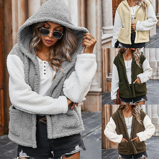 Autumn/winter matching hooded coat