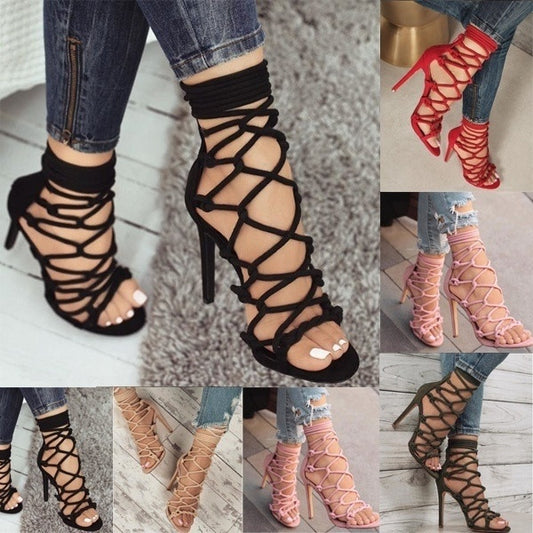 Back Zipper Ankle Strap High Stiletto Heel Ladies Sandals