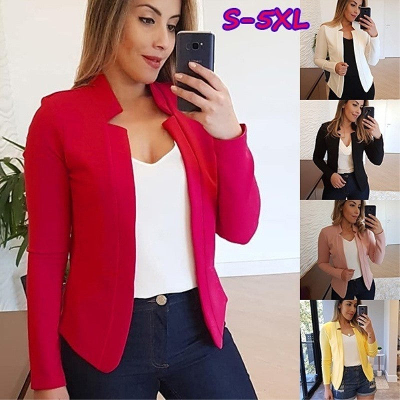 Ladies Solid colour casual professional blazer