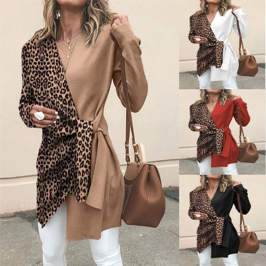 Ladies V Neck Leopard Print Jacket