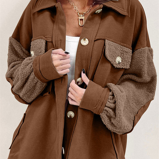 Ladies Plush Splicing Loose Jacket