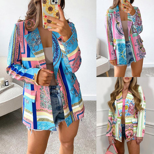 Ladies Digital Printing Small Suit Jacket